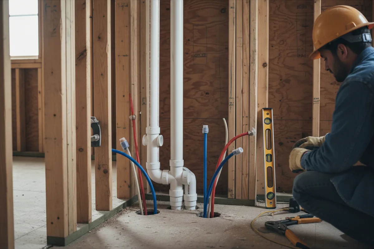 Drain and supply rough-in during Leak Detection in Lafayette Hill